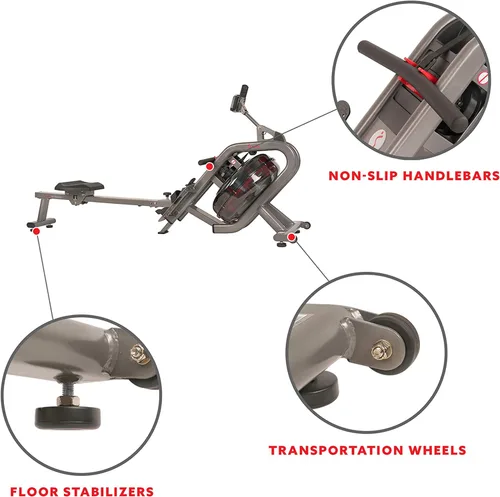 Vista 5 de Sunny Health & Fitness Sunny Health & Fitness AquaStrive Series Smart Water Rower, 300LB Capacity Plus Dynamic Hydro Resistance for Home Cardio