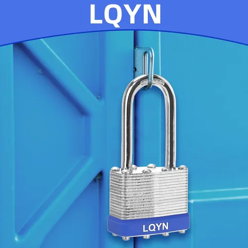Vista 6 de Candados con la misma llave, LQYN 24 candados laminados con llave (1-9/16 pulgadas, 1.575 in), cerraduras con llave igual, grillete largo