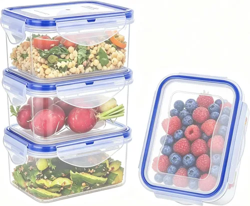 Vista 24 de KIGI Mini recipientes de plástico para almacenamiento de alimentos de 6 onzas con tapas herméticas y a prueba de fugas, ideales para almuerzo
