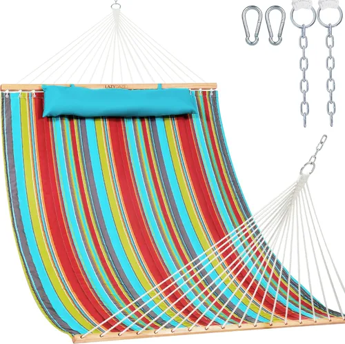 Vista 13 de Lazy Daze - Hamaca acolchada doble con mosquetones y almohada suave
