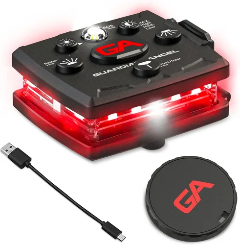 Vista 14 de Guardian Angel, Micro Series - Luces de seguridad, (Frente completamente blanco y parte trasera roja) Linterna LED recargable, magnética