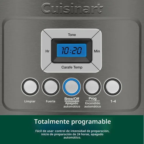 Vista 4 de Cuisinart Cafetera de 14 Tazas, Máquina de Café Programable PerfecTemp con Jarra de Vidrio, Configuración de 1-4 Tazas, Control de Fuerza de Acero