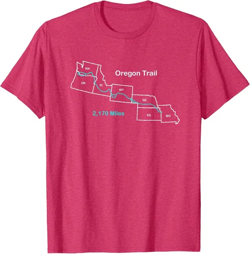 Vista 47 de Route Map of The Oregon National Historic Trail T-Shirt Asphalt Grey
