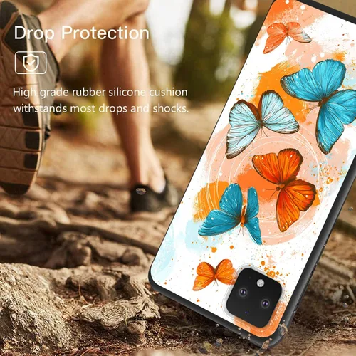 Vista 2 de Funda protectora para Pixel 4 XL, funda protectora de silicona antiarañazos de TPU premium para Google Pixel 4 XL, mariposas coloridas abstractas