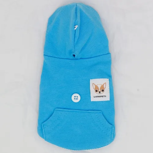 Vista 3 de LOPHIPETS Sudaderas con capucha de algodón para perros pequeños, chihuahua, ropa para cachorros, abrigo para clima frío, color azul Cambridge/XXS