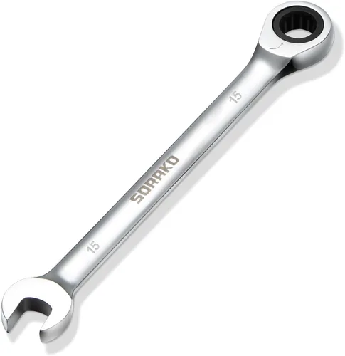Vista 11 de Llave combinada de trinquete industrial de grado SORAKO, acero Cr-V con engranaje (A-10mm métrica)