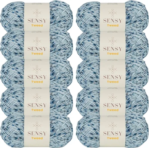 Vista 24 de S Sensy Tweed - Hilo mediano calibre acrílico #4 de primera calidad, color azul, 213 yardas, 4 onzas