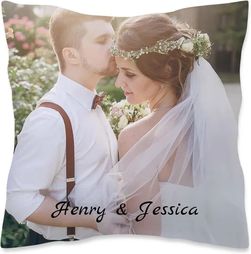 Vista 11 de Almohada de fotos personalizada de 16 x 16 pulgadas, funda de almohada personalizada de doble cara con texto de imagen, funda decorativa suave