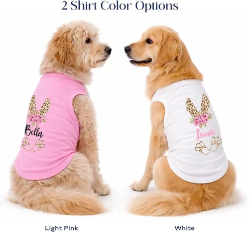 Vista 2 de Camisa personalizada para perro de Pascua con guepardo, camisa para perro de conejo de Pascua, camisa de orejas de conejo de Pascua para perros