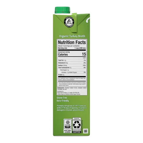 Vista 3 de Pacific Foods Caldo de pavo orgánico, caja de 32 onzas (caja de 12)