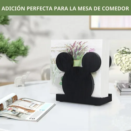 Vista 2 de Servilletero de madera negro para cocina, baño, accesorios de decoración de escritorio lindos Wood Napkins Holder for Table Party Office Cocktail