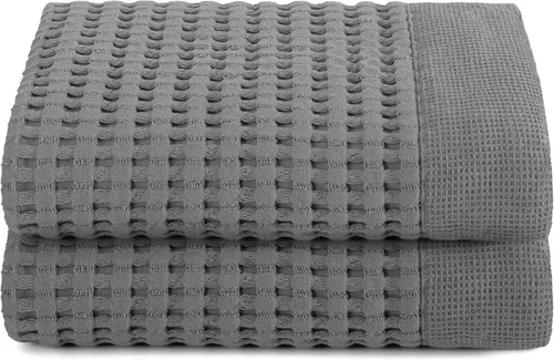 Vista 11 de GILDEN TREE Toalla de baño tipo waffle de secado rápido, toallas de baño delgadas de lujo, toallas de baño 40x80 grandes, estilo moderno (crema)