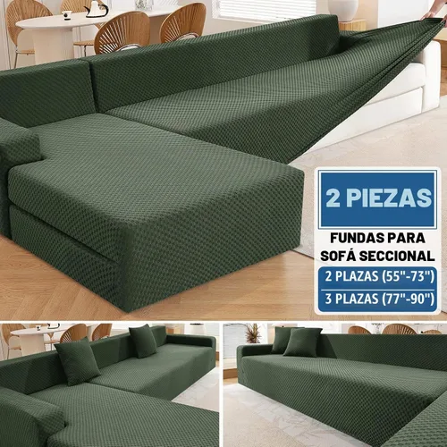 Vista 2 de ZNSAYOTX Fundas para sofá modular, fundas elásticas de jacquard con parte inferior elástica para sofá modular en forma de L, 2 protectores de sofá