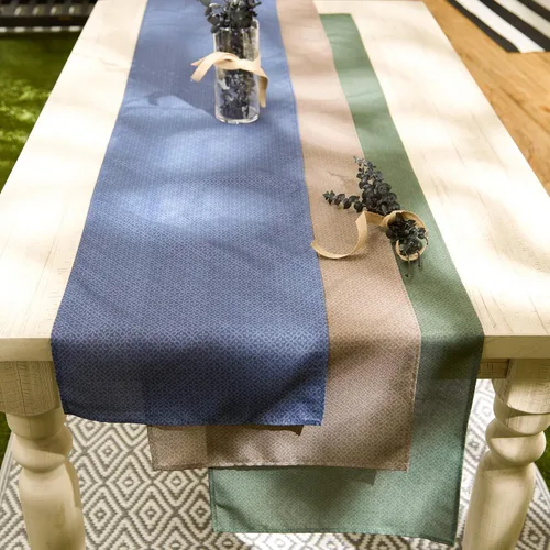Vista 2 de DII Colección de mesa reutilizable para interior/exterior enrejado tonal, lavable a máquina, camino de mesa, 14x72, alcachofa
