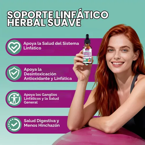 Vista 2 de Gotas de drenaje linfático liposomal, suplementos de drenaje linfático 9 en 1 para desintoxicación y limpieza, con equinácea, diente de león, saúco