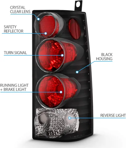 Vista 3 de AmeriLite juego de luces traseras de freno negras de repuesto para furgoneta Chevy Express GMC Savana - lado del pasajero y del conductor