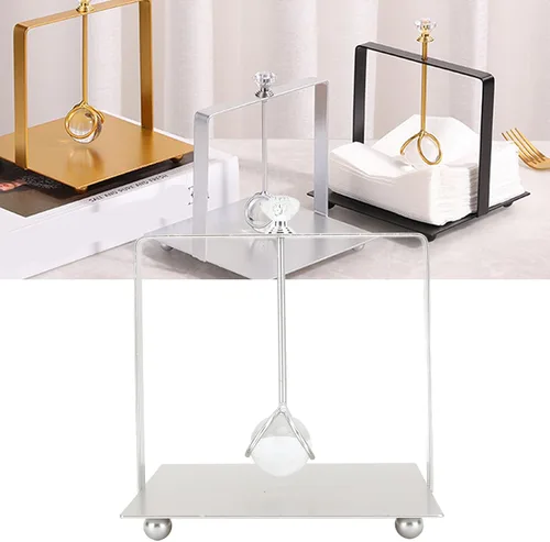 Vista 6 de Soporte para pañuelos, servilletero de metal, moderno y elegante, mango de elevación, dispensador de servilletas de papel cuadrado, restaurante