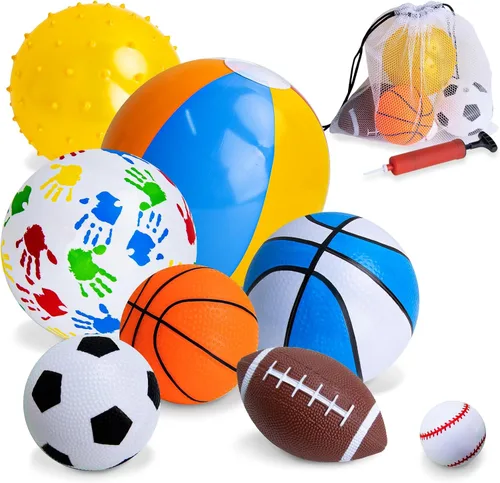 Vista 10 de Pelotas para niños pequeños de 1-3 años, juguetes deportivos para niños pequeños, juego de 7 pelotas deportivas de espuma suave para niños - pelota