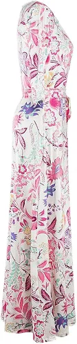 Vista 3 de Afibi - Vestido largo tipo maxi bohemio de manga 34 con cinturón para mujer