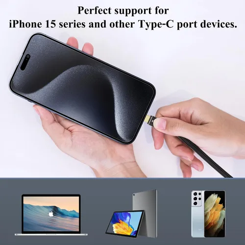 Vista 7 de Cable USB C a HDMI 2.1 de 8K de 4 pies, (8K @60 Hz, 4K a 120 Hz, HDR), cable trenzado, compatible con Thunderbolt 3/4, para iPhone 15 Series