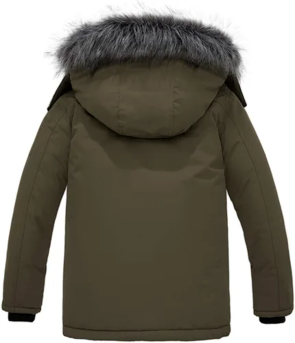Vista 2 de ZSHOW Abrigo de invierno cálido para niños, parka impermeable con capucha