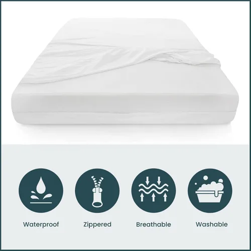 Vista 2 de Greaton, Funda protectora de colchón ultra suave con cremallera, impermeable, transpirable y silenciosa, se adapta a colchones de 6 a 9 pulgadas