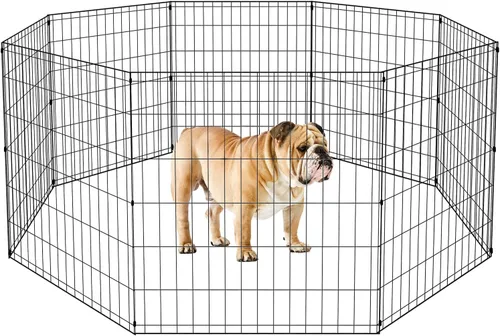 Vista 10 de BestPet - Corralito plegable de metal para perros, para interiores y exteriores, 8 paneles de 24 pulgadas