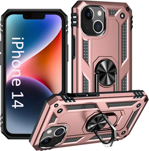 Vista 12 de ADDIT i Phone 14 Pro - Funda para iPhone 14 Pro, con anillo de soporte, soporte ajustable, grado militar, protección resistente, a prueba de golpes