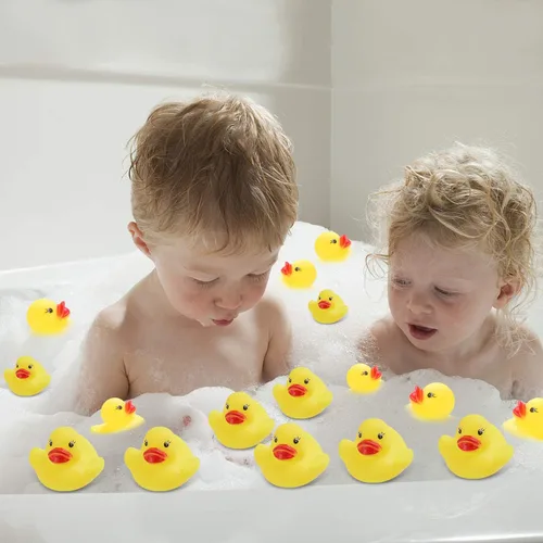 Vista 7 de Juguetes de baño de patos de goma, 50 piezas de mini patos a granel para niños, decoración de baby shower, regalos de fiesta de cumpleaños, regalo