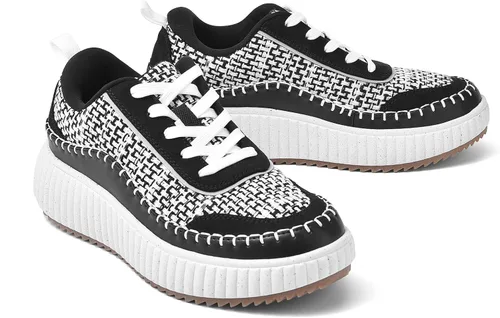 Vista 3 de DREAM PAIRS Zapatos deportivos gruesos para mujer, cómodos, informales, con plataforma, a la moda
