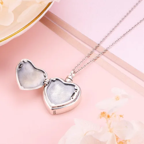 Vista 4 de Yearace - Collar de urna de fotos personalizado para cenizas, joyería de cremación para cenizas, collar conmemorativo de recuerdo de plata de ley