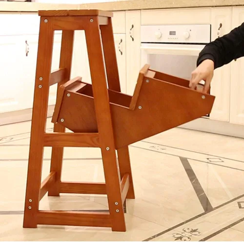 Vista 3 de Moderno taburete multifuncional para biblioteca, silla de biblioteca, silla plegable de madera para el hogar, carga máxima de 330.7 lbs Negro