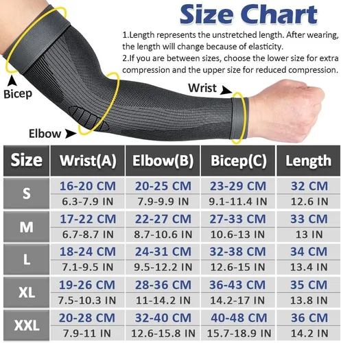 Vista 2 de beister Mangas de compresión para el brazo, soporte de codo, protección completa para hombres y mujeres (par)