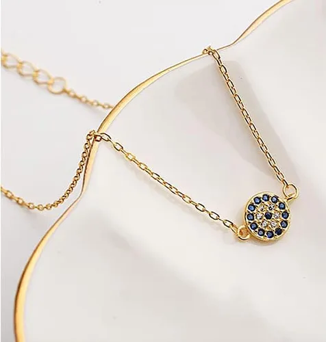 Vista 4 de Pulsera de moissanita de oro de 14 quilates, pulsera de guardián con dije de mal de ojo, regalo de joyería de Navidad de moda