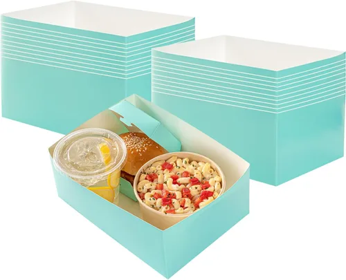 Vista 26 de Restaurantware Bio Tek - Bandejas de hamburguesas de 8.4 x 6 x 3.5 pulgadas, 100 bandejas de papel desechables para alimentos, bandejas de papel