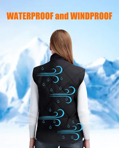 Vista 4 de HEATEDTEK Chaleco térmico para mujer chaleco ligero con calefacción 8 almohadillas de calefacción 3 controles de temperatura sin batería