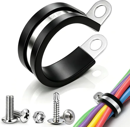 Vista 8 de Taiss 40 piezas de abrazaderas de cable de 3/4 pulgada, abrazaderas de alambre aisladas de goma de acero inoxidable 304, abrazaderas en bucle