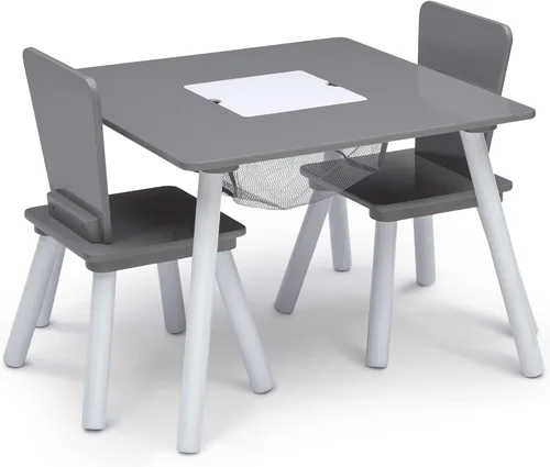 Vista 5 de Delta Children - Juego de 4 piezas para cuarto de juegos para niños pequeños, gris/blanco