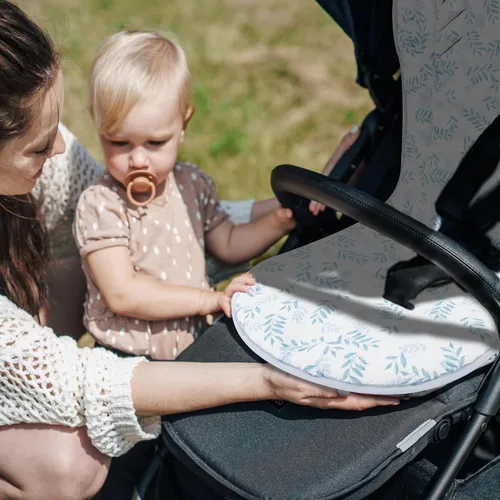 Vista 7 de Cojín para cochecito de bebé, suave Minky punteado e impreso, reversible, universal, transpirable y suave, inserto de asiento de automóvil infantil