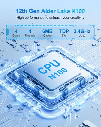 Vista 2 de FANPEEC Mini PC sin ventilador N100 8GB DDR4 128GB MSATA SSD, PC industrial Win11 Pro/Linux, pantalla triple 4K, 2xLAN, 4xUSB, WiFi6 BT5.2, TPM2.0