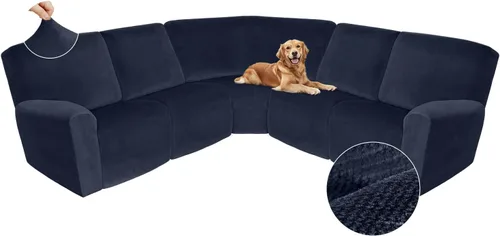 Vista 391 de Arfntevss Fundas de sofá seccional reclinable de terciopelo, Funda de sofá seccional de esquina para sofá reclinable, Funda elástica suave