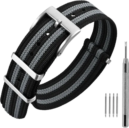 Vista 28 de ANNEFIT - Correa de reloj de nailon de 16mm 18mm 20mm 22mm, correas de reloj militares impermeables de una pieza con hebilla resistente