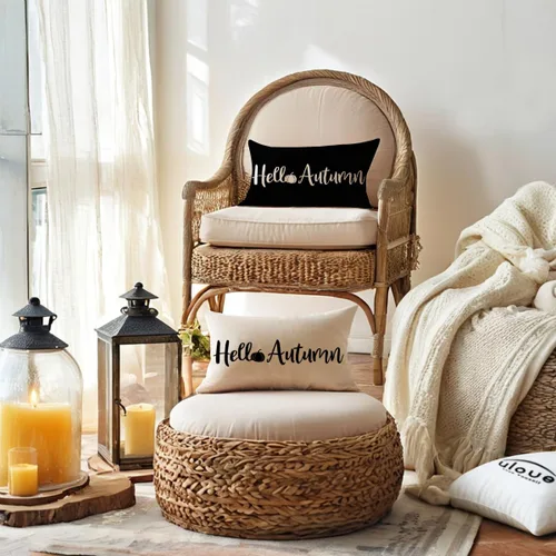 Vista 4 de ULOVE LOVE YOURSELF Hello Pumpkin - Funda de almohada lumbar de 12 x 20 pulgadas, decoración de otoño, funda de cojín rectangular decorativa