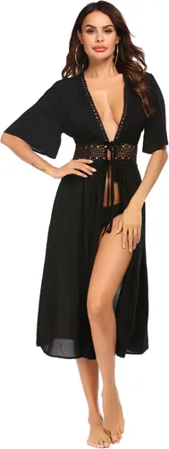 Vista 3 de Ekouaer Pareos para traje de baño para mujer, sexy, frente abierto, bikini, kimono, cárdigan, salida de baño, ropa de playa larga y fluida