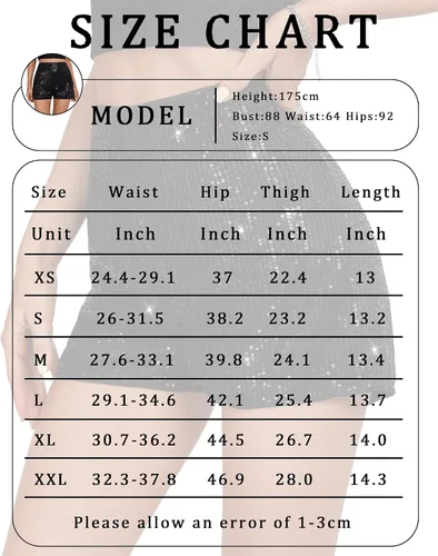 Vista 7 de Pantalones cortos de lentejuelas para mujer, acampanados, cintura alta, elásticos, brillantes, para salir a la noche, para club, fiesta
