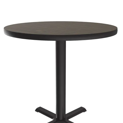 Vista 3 de Correll Mesa de bar redonda de 30 pulgadas, mesa de cóctel de comedor de 29 pulgadas de alto, parte superior laminada de nogal duradero, base