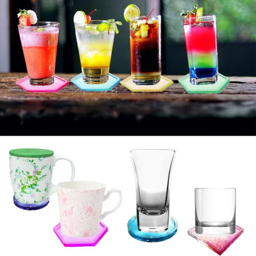 Vista 4 de Juego de 4 moldes de silicona para fundición de resina, moldes de bandeja de manualidades para joyero, maceta, taza, taza, taza, taza, estera