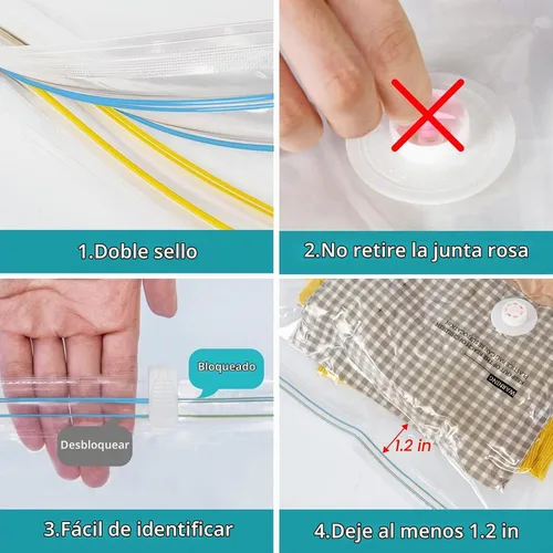 Vista 6 de Bolsas de almacenamiento al vacío para mudanzas, bolsas de sellado al vacío para espuma viscoelástica, látex, ropa y ropa de cama, bolsas