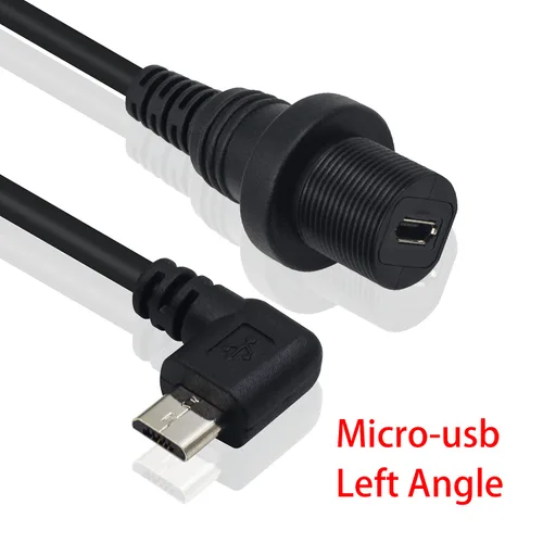 Vista 6 de Duttek Cable de montaje en panel micro USB, ángulo izquierdo, extensión de montaje micro USB de 90 grados, cable de descarga macho a hembra