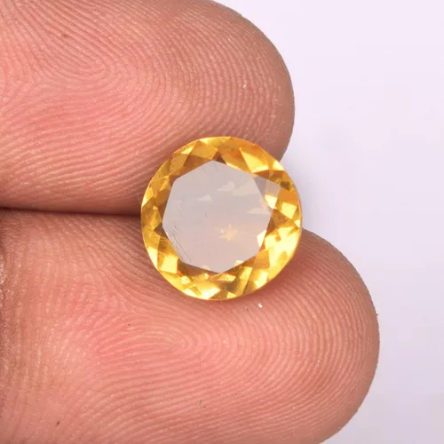 Vista 5 de gemhub Citrino amarillo brasileño de 2,00 quilates de citrino amarillo translúcido de corte redondo, piedra preciosa suelta citrino para Jewlery